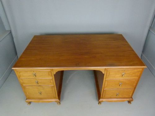 fig 2. Early 20th Century Walnut Pedestal Partners Desk c1920