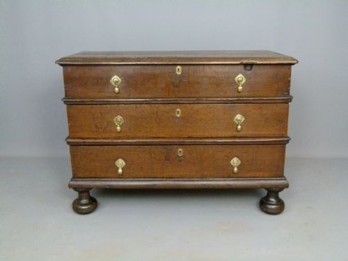 fig 1. Unusual Late 17th Century Oak Chest Of Drawers With Lift Up Top