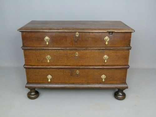 fig 2. Unusual Late 17th Century Oak Chest Of Drawers With Lift Up Top