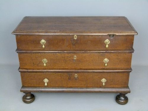 fig 3. Unusual Late 17th Century Oak Chest Of Drawers With Lift Up Top
