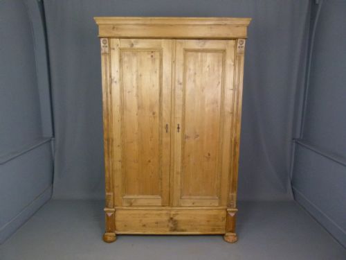 19th Century Antique Pine Wardrobe / Armoire