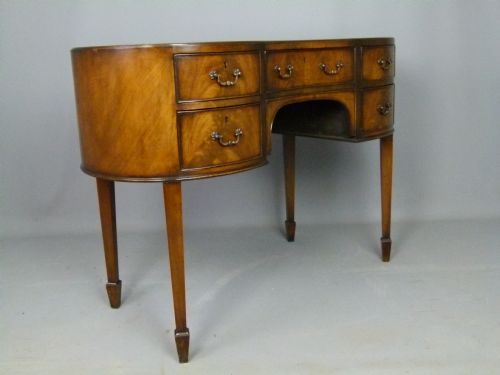 fig 1. Antique Kidney Shaped Georgian Revival Mahogany Desk