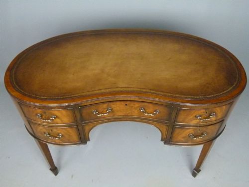 fig 3. Antique Kidney Shaped Georgian Revival Mahogany Desk