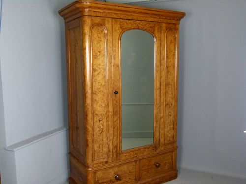 Super Quality Victorian Highly Figured Pine Mirrored Wardrobe