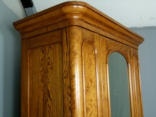 fig 1. Super Quality Victorian Highly Figured Pine Mirrored Wardrobe