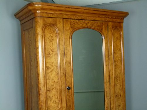 fig 2. Super Quality Victorian Highly Figured Pine Mirrored Wardrobe