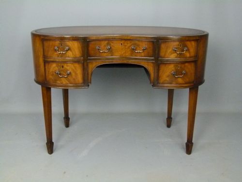fig 2. Antique Kidney Shaped Georgian Revival Mahogany Desk