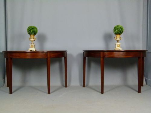 Pair of Georgian Mahogany Demi-lune Console Tables