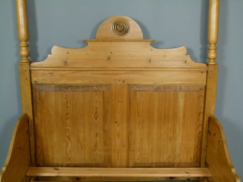 fig 2. French Antique Pine Four-Poster Sleigh Bed- Small Double Or Single