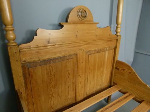 fig 3. French Antique Pine Four-Poster Sleigh Bed- Small Double Or Single