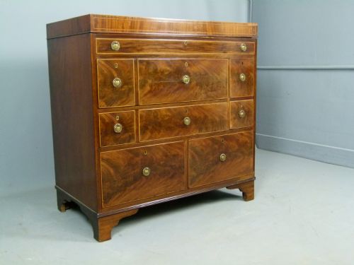 Sheraton Period Gentleman`s Mahogany Dressing Chest of Drawers