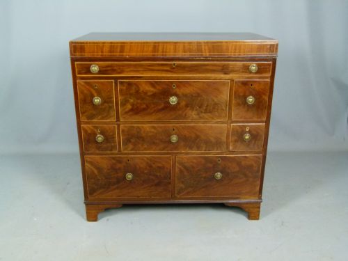 fig 1. Sheraton Period Gentleman`s Mahogany Dressing Chest Of Drawers