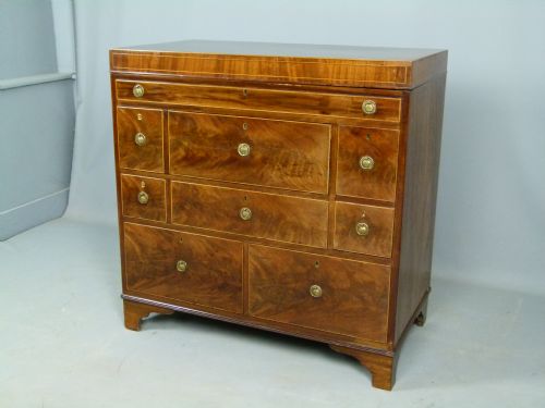 fig 3. Sheraton Period Gentleman`s Mahogany Dressing Chest Of Drawers