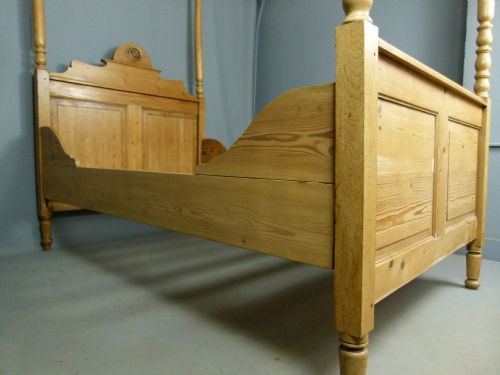 fig 1. French Antique Pine Four-Poster Sleigh Bed- Small Double Or Single