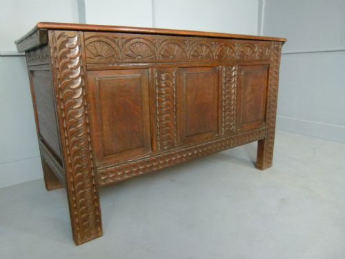 fig 1. Charming Victorian Carved Oak Coffer Chest