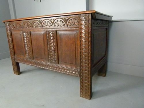 fig 2. Charming Victorian Carved Oak Coffer Chest