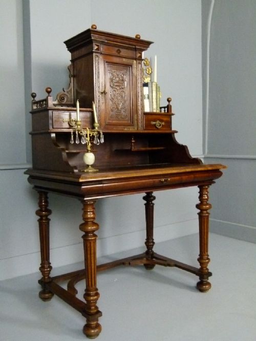 French Walnut Bonheur Du Jour / Ladies Writing Desk