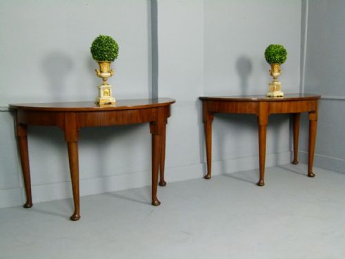 Georgian Mahogany D End Dining Table / Pair of Demi-lune Console Tables