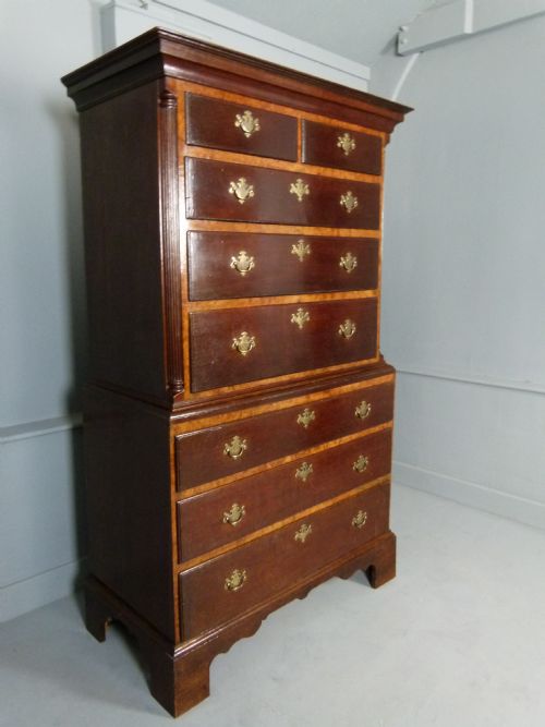 Rare Georgian Burr Oak Tallboy / Chest on Chest C1760