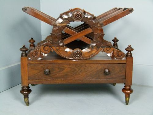 Elegant Regency Rosewood Canterbury Magazine Stand / Rack C1830