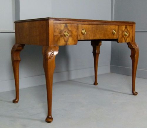 Queen Anne Style Walnut Writing Table / Desk- Morris of Glasgow C1920