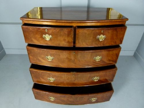 fig 1. Regency Mahogany Bow-Front Chest Of Drawers
