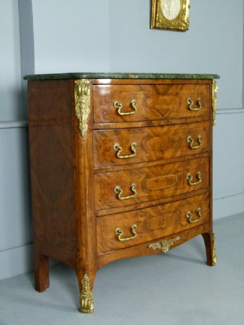 fig 1. Pretty Early 20th Century French Walnut Commode Chest Of Drawers