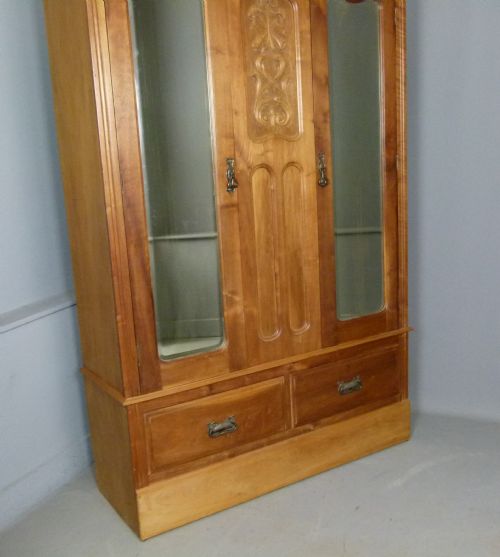 fig 2. Victorian Art Nouveau Satin Walnut Mirrored Wardrobe