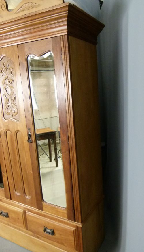 fig 5. Victorian Art Nouveau Satin Walnut Mirrored Wardrobe