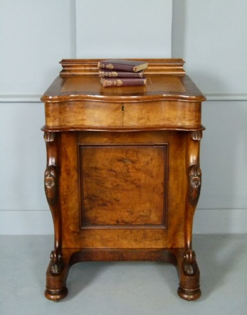 fig 1. Quality Victorian Burr Walnut Davenport Desk c1860