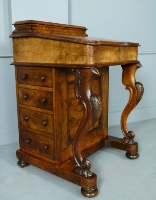 fig 3. Quality Victorian Burr Walnut Davenport Desk c1860