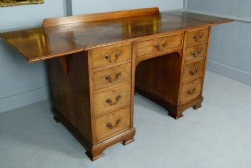 fig 1. Quality Edwardian Solid Oak Drop-Leaf Pedestal Desk