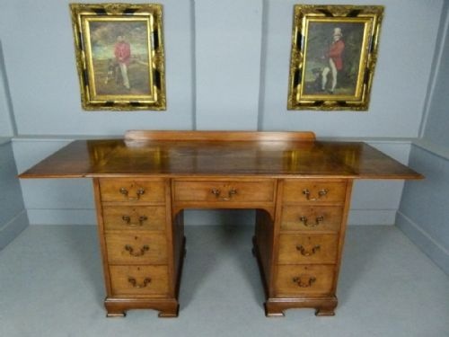 fig 3. Quality Edwardian Solid Oak Drop-Leaf Pedestal Desk