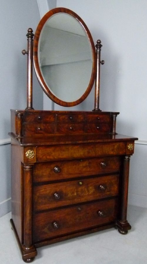 Fine Early 19th Century Figured Mahogany Dressing Chest of Drawers