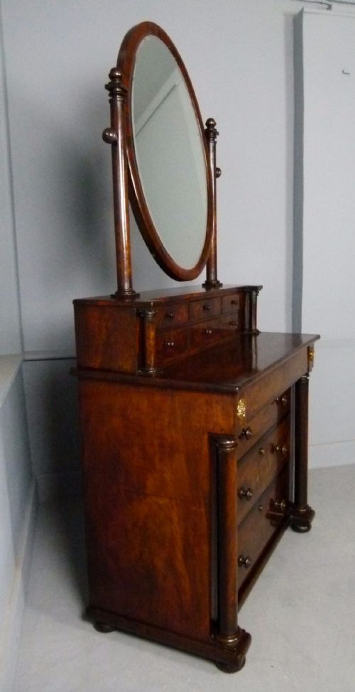 fig 1. Fine Early 19th Century Figured Mahogany Dressing Chest Of Drawers