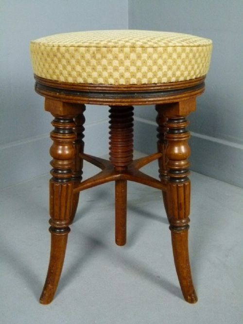 Quality Regency Mahogany Adjustable Piano / Dressing Table Stool