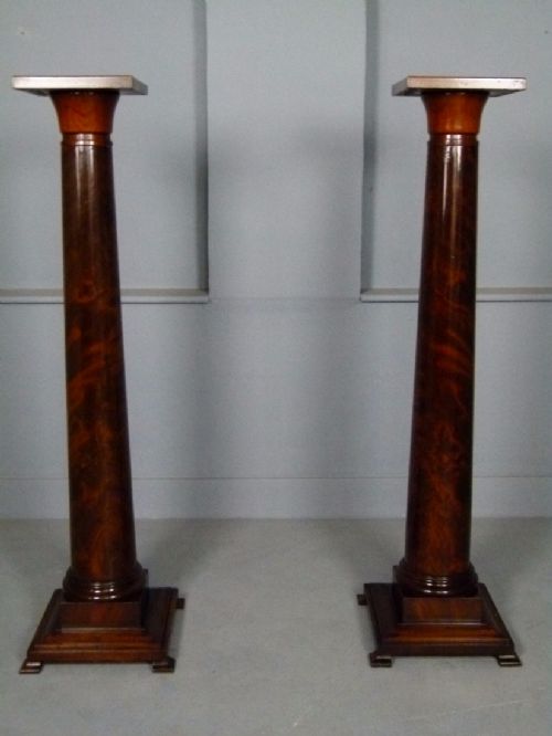 fig 2. Pair of Stunning Regency Flame Mahogany Column Pedestals