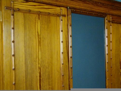 fig 3. Quality Howard & Sons Victorian Pitch Pine Faux Bamboo Triple Wardrobe