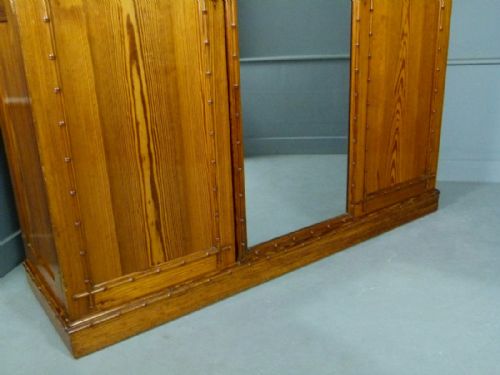 fig 4. Quality Howard & Sons Victorian Pitch Pine Faux Bamboo Triple Wardrobe