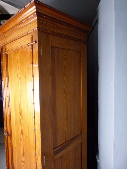 fig 7. Quality Howard & Sons Victorian Pitch Pine Faux Bamboo Triple Wardrobe