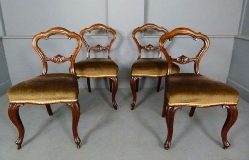 Quality Set of Four Victorian Walnut Dining Chairs, A.blain Liverpool