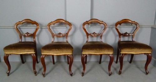fig 1. Quality Set Of Four Victorian Walnut Dining Chairs, A.Blain Liverpool