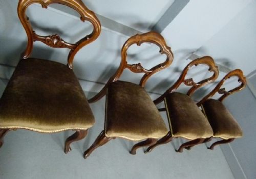 fig 3. Quality Set Of Four Victorian Walnut Dining Chairs, A.Blain Liverpool