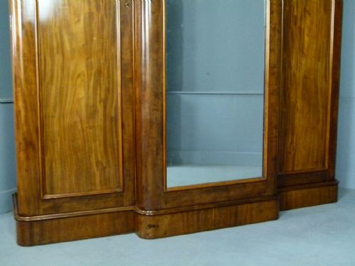fig 1. Quality Victorian Figured Mahogany Compactum Triple Wardrobe