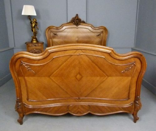 fig 1. Fine 19thc French Rococo Louis XV Walnut Double Bed
