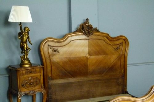 fig 2. Fine 19thc French Rococo Louis XV Walnut Double Bed