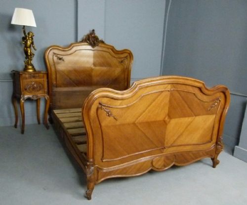 fig 3. Fine 19thc French Rococo Louis XV Walnut Double Bed