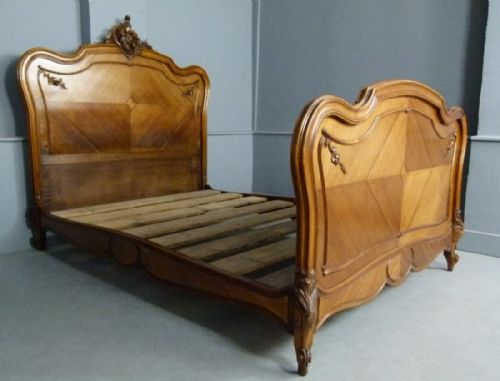 fig 4. Fine 19thc French Rococo Louis XV Walnut Double Bed