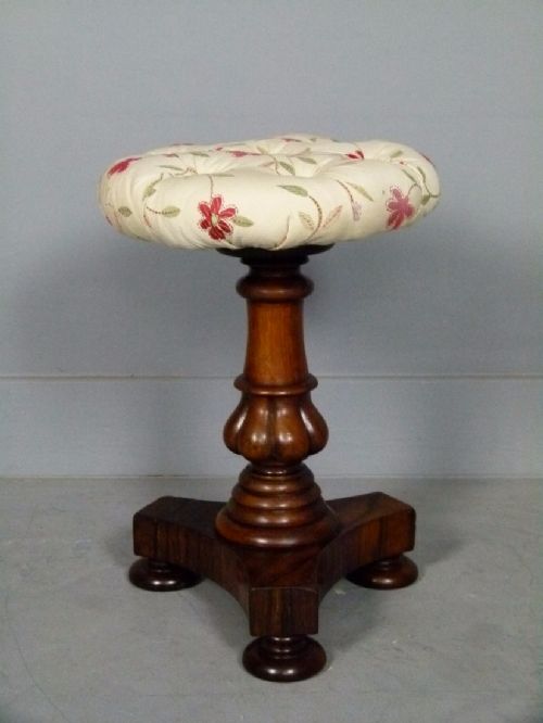 Pretty Regency Rosewood Adjustable Piano / Dressing Table Stool