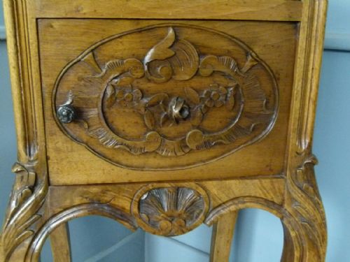 fig 3. Pretty French Rococo Walnut Marble-Top Bedside Cabinet